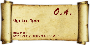 Ogrin Apor névjegykártya